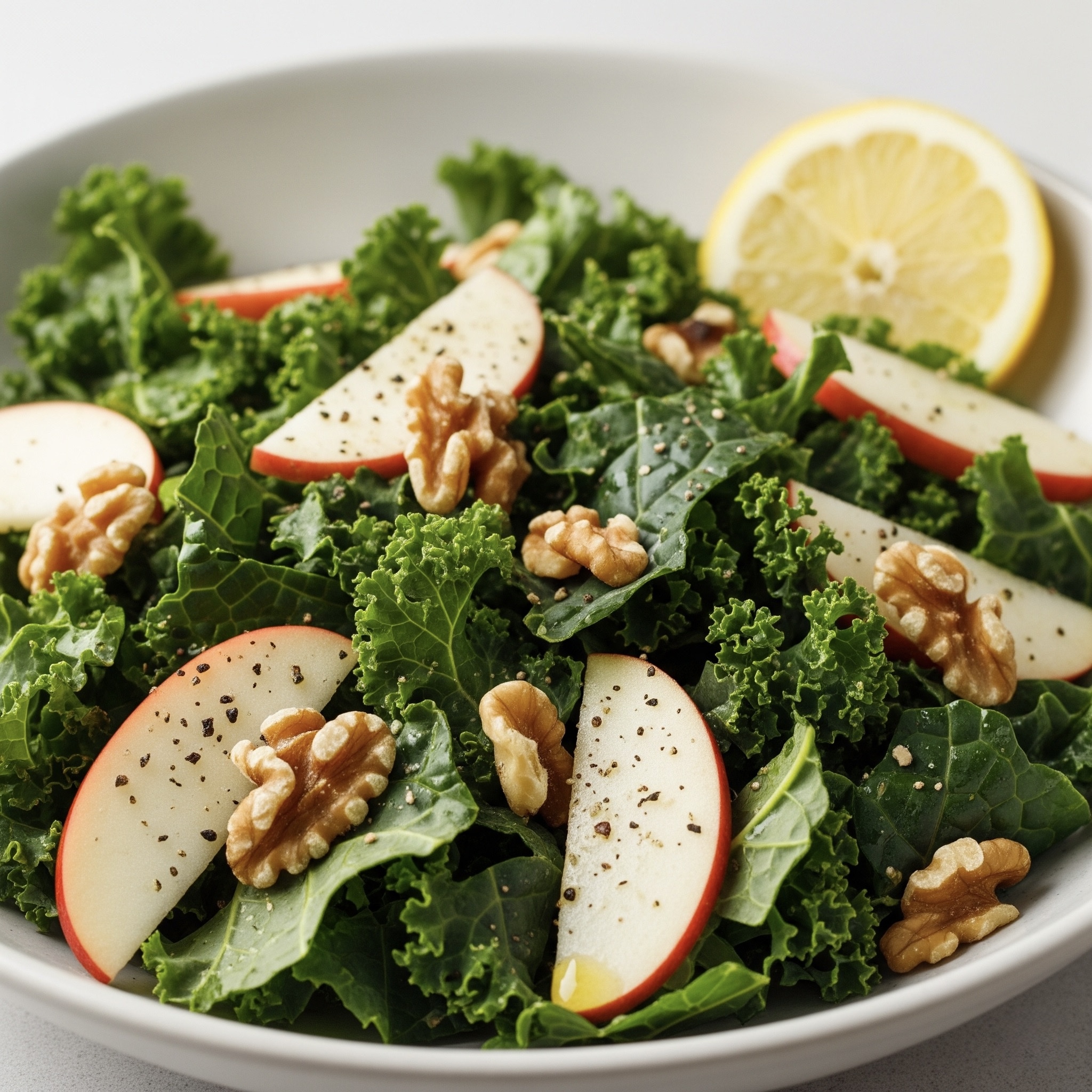 Salada de Maçã, Nozes e Couve Kale