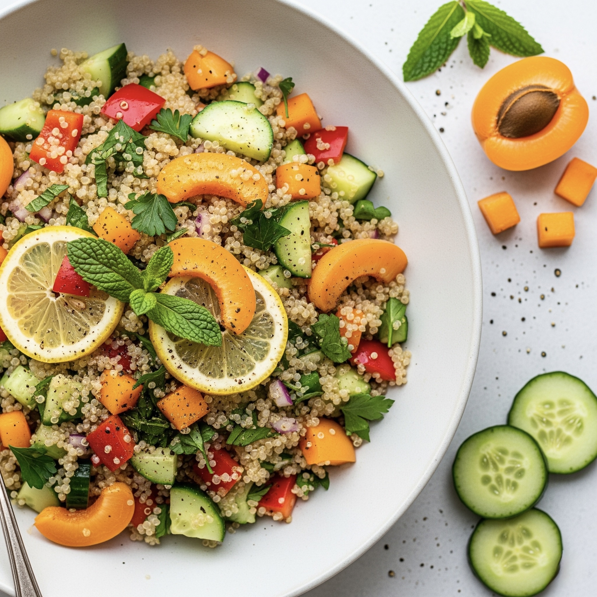 Salade d'été d'abricots et de quinoa