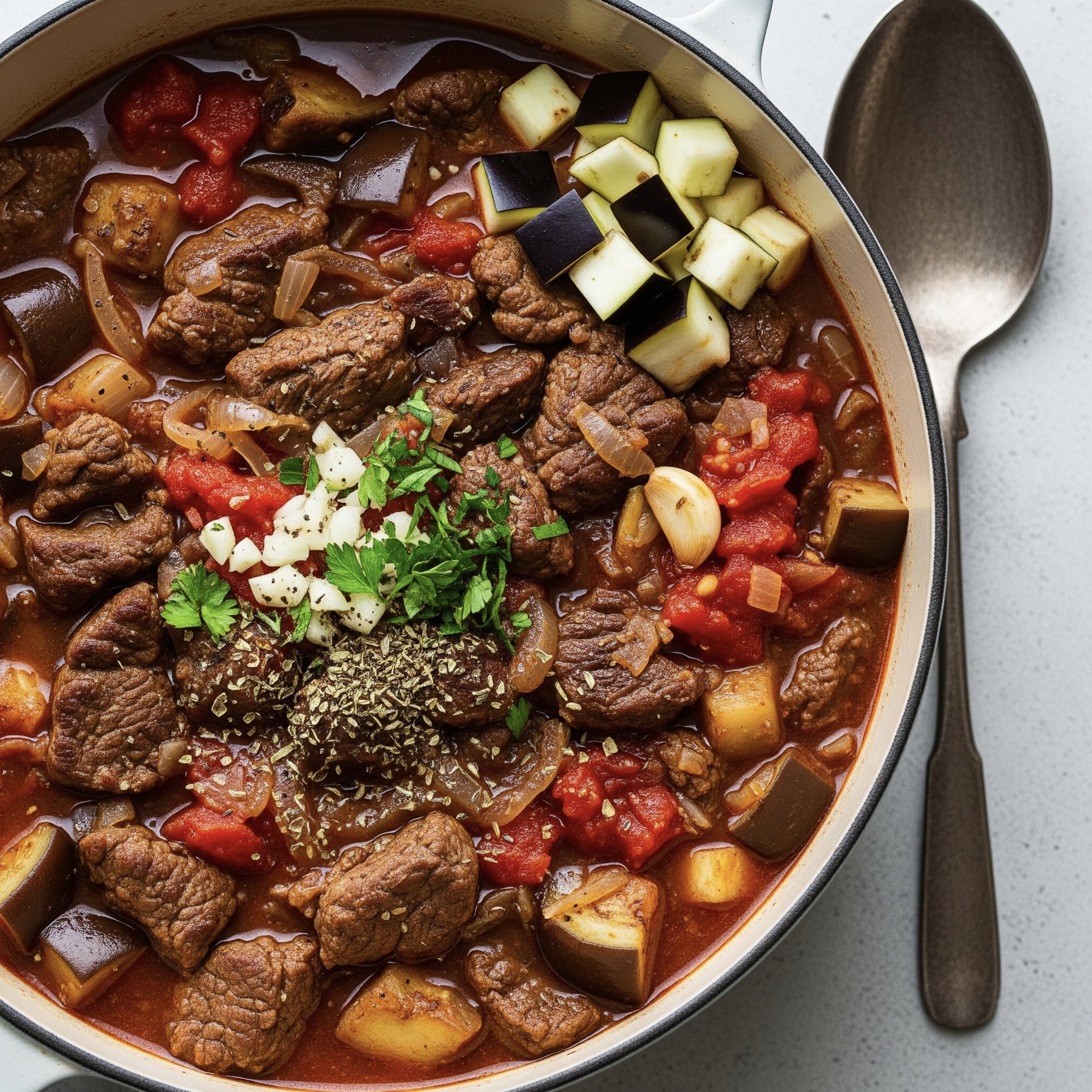 Spezzatino di manzo con melanzane