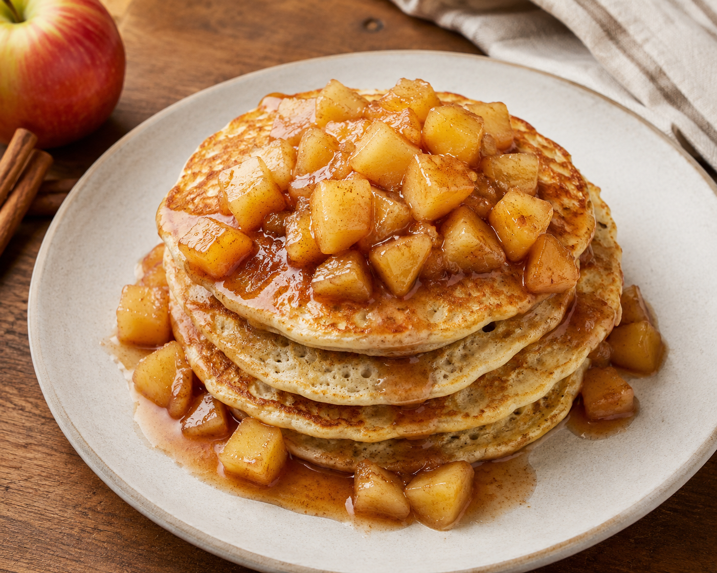 Blender Pancakes With Maple Apple Compote