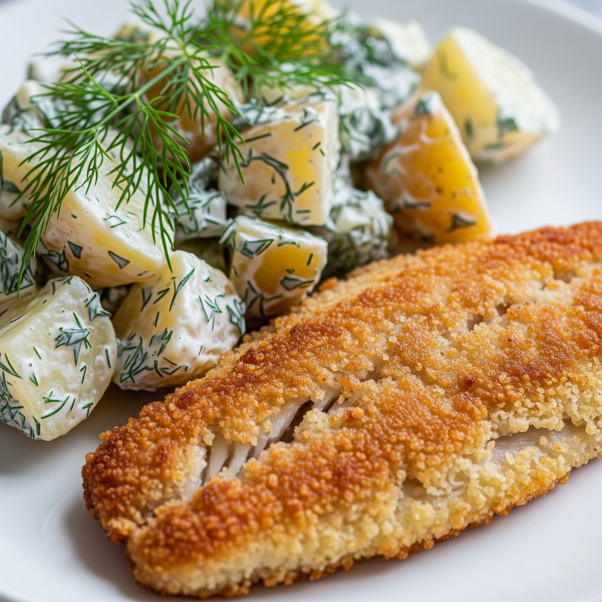 Poisson Pané et Salade de Pommes de Terre