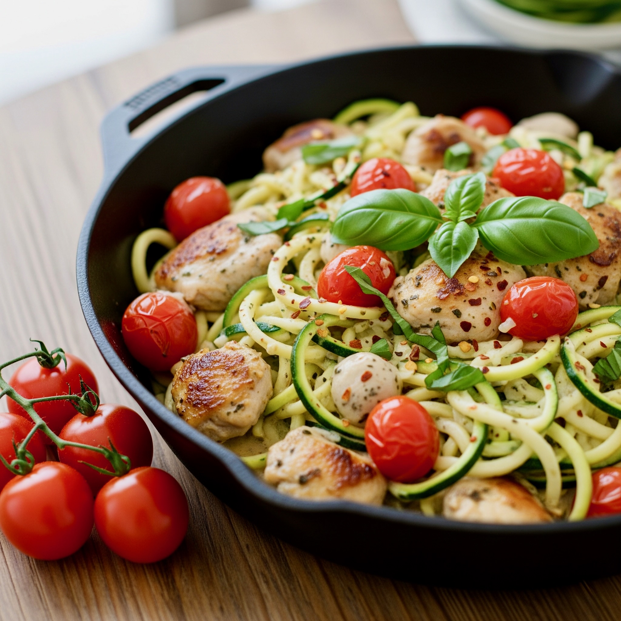 Zoodles de Frango e Tomate