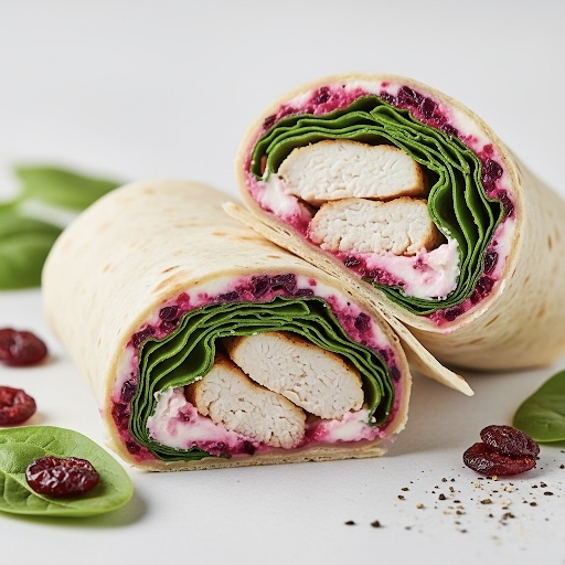 Wraps de Frango com Cream Cheese de Cranberry