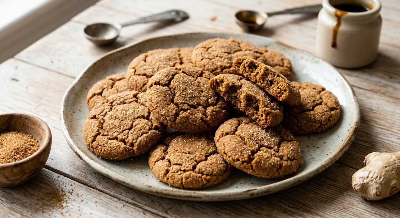 Biscoitos de gengibre com açúcar de coco