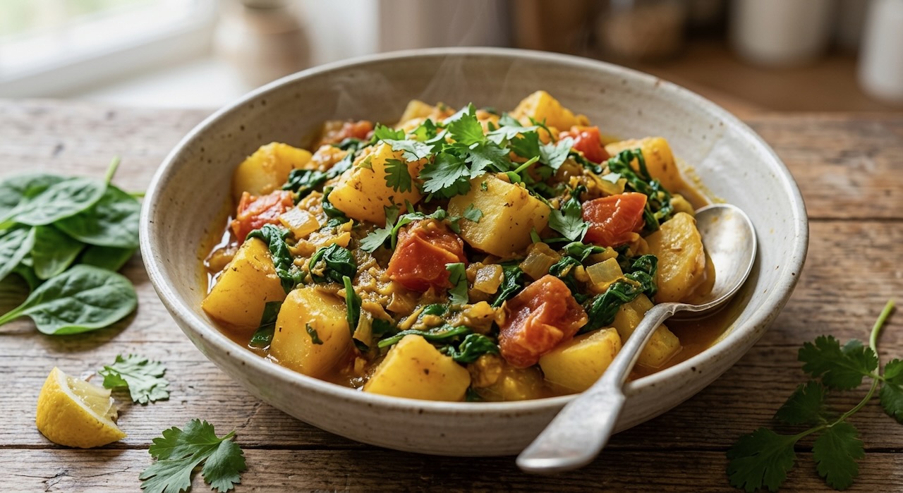 Indian Potato and Spinach Bowl