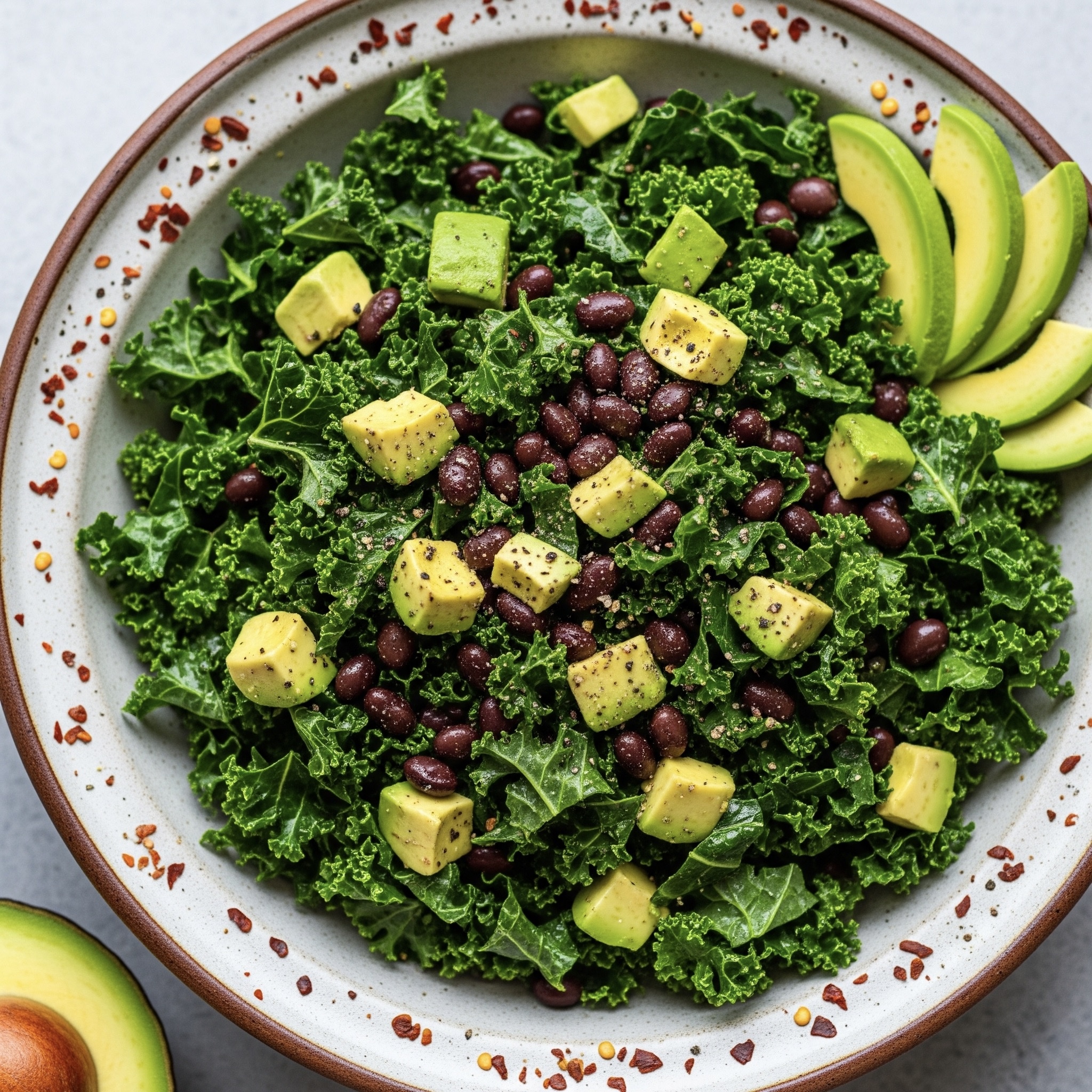 Kale and Black Bean Salad With Avocado