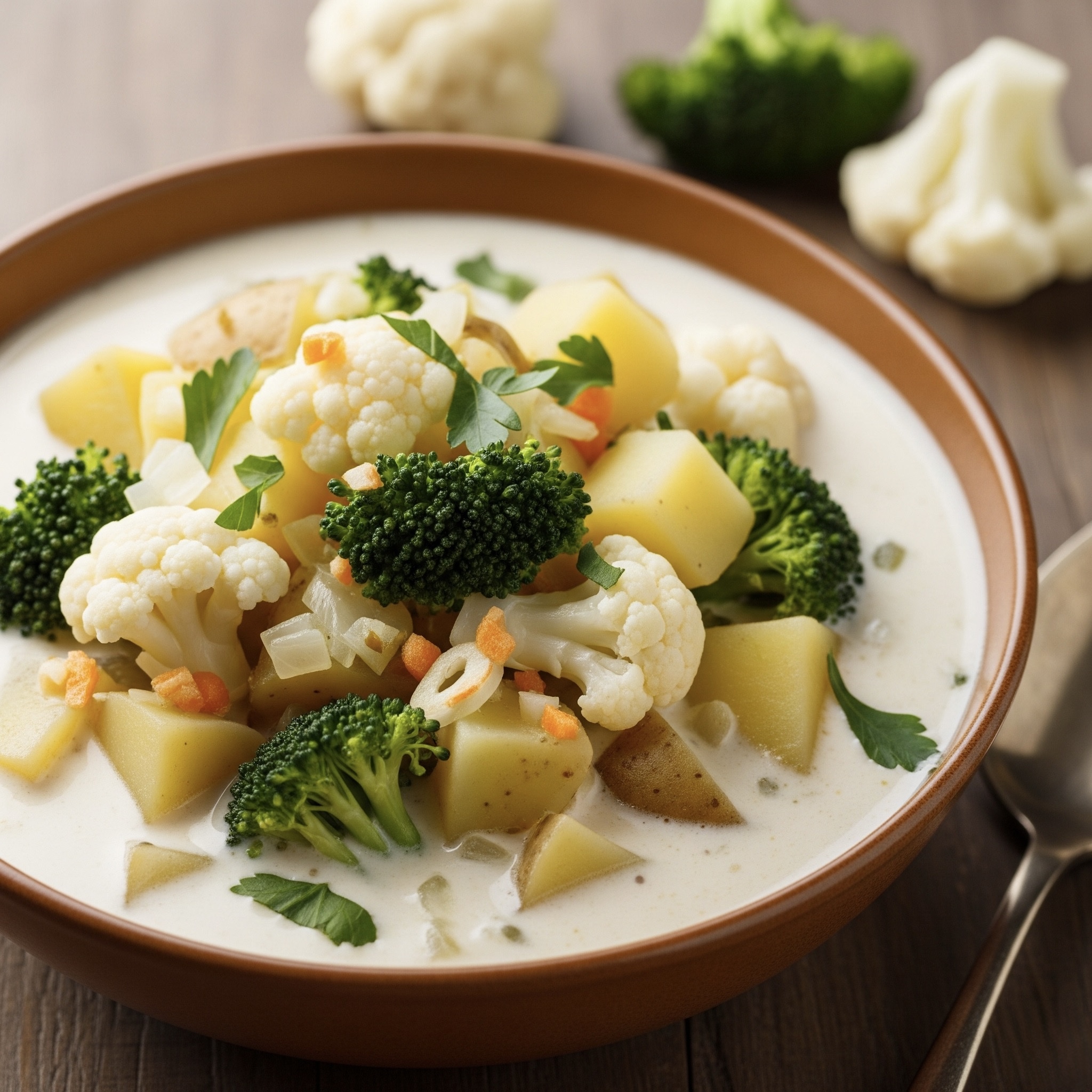 Sopa de Batata com Couve-flor e Brócolis