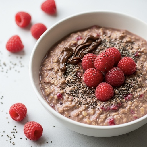 Avena con chocolate y frambuesa