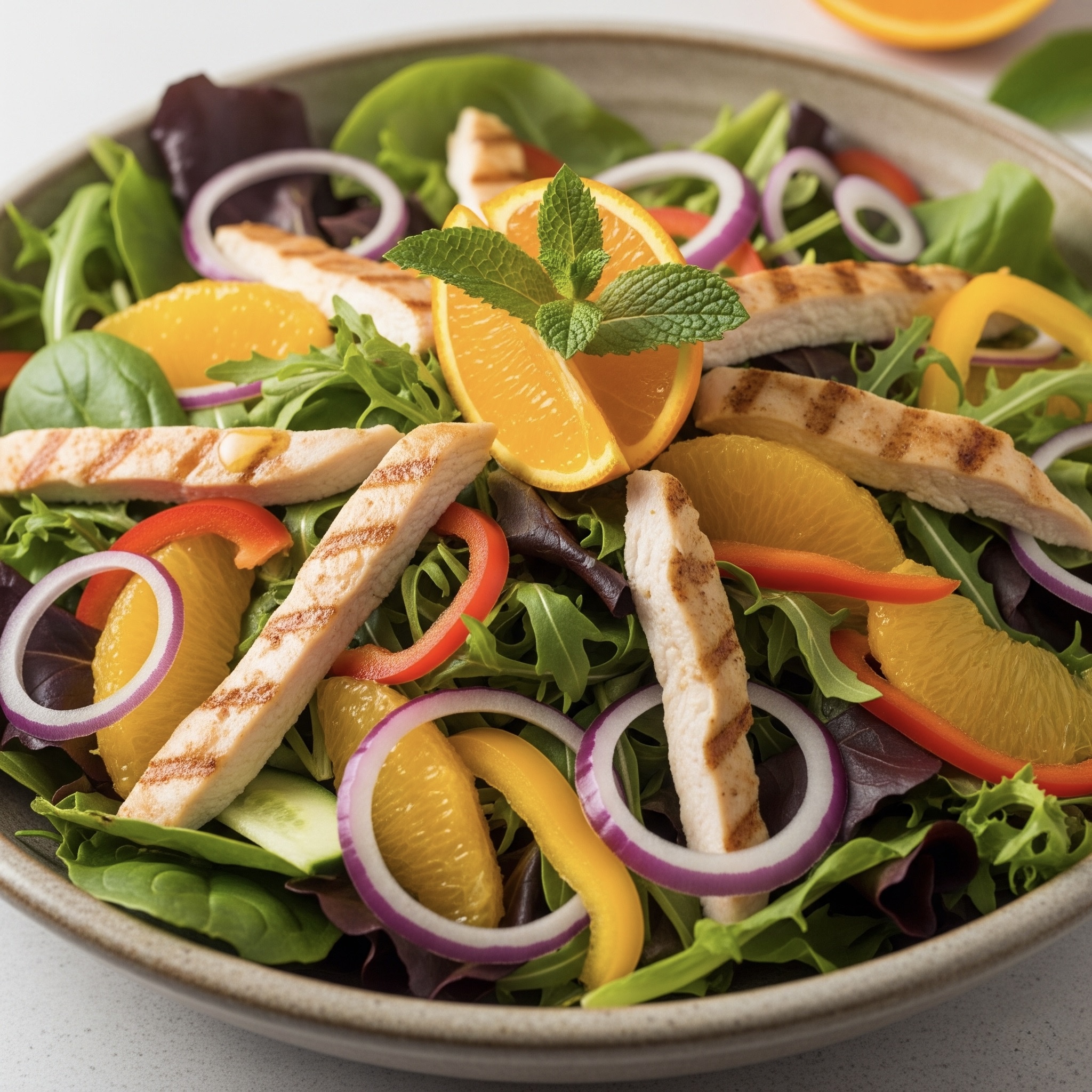 Salat mit Hähnchen und Orange