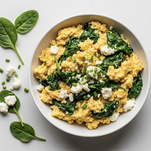 Uova Strapazzate con Spinaci e Feta