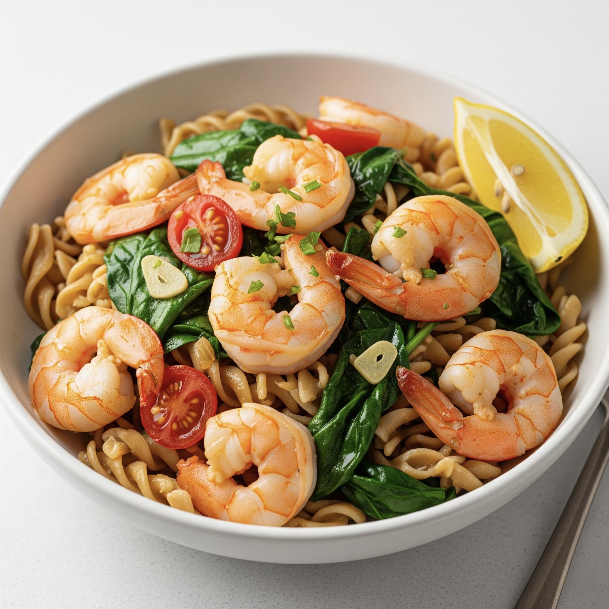 Garnelen-Spinat-Pasta