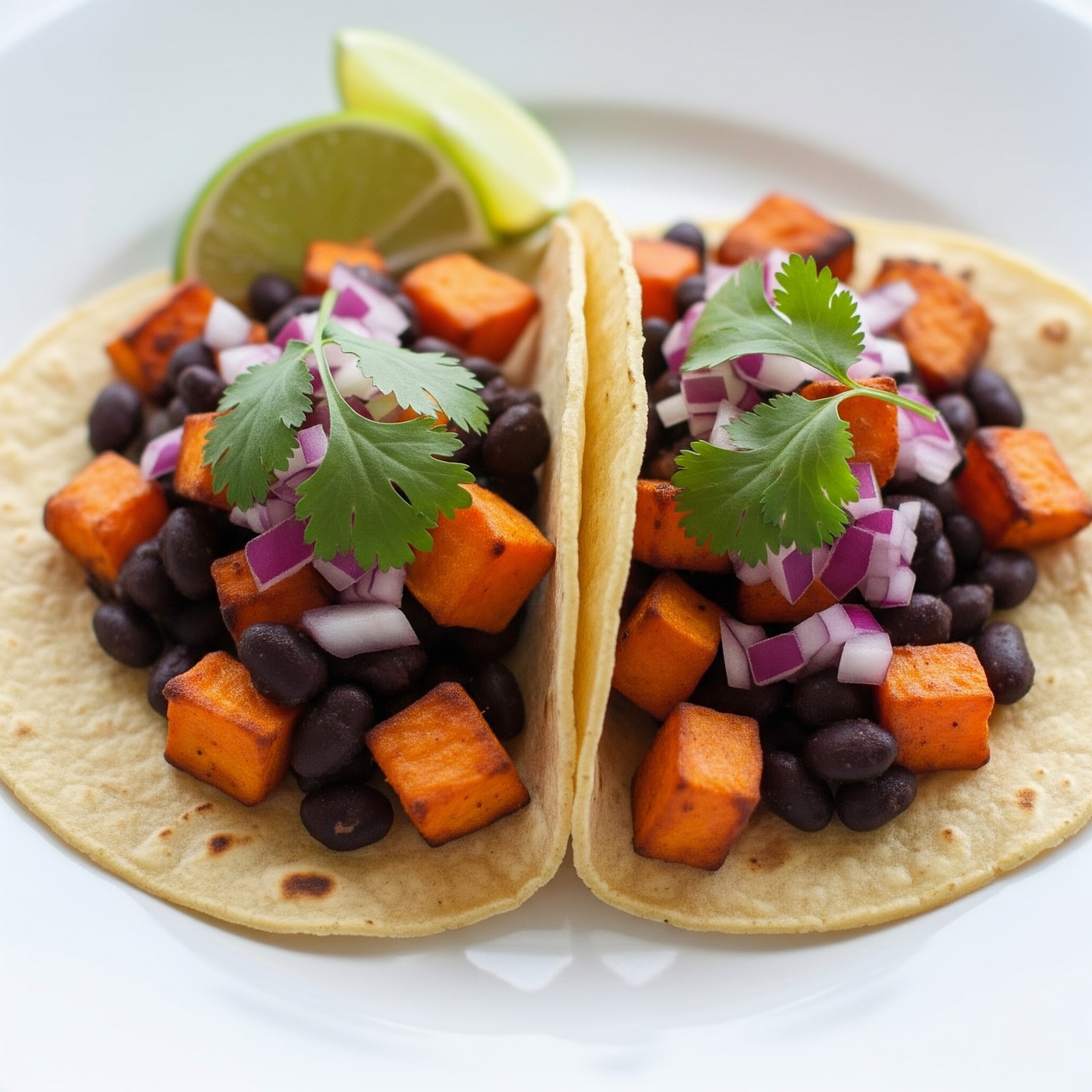 Tacos de Batata Doce e Feijão Preto